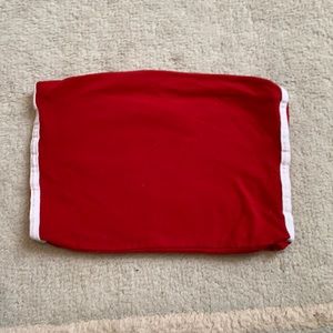 Red Brandy Melville Tube Top With White Stripes